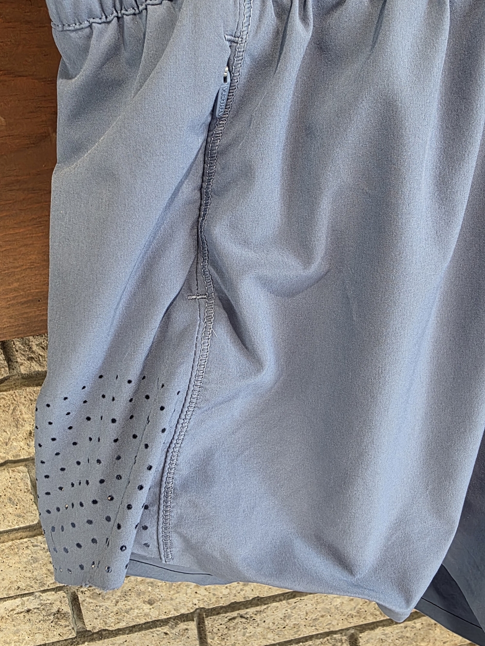 Athleta Hustle Perforated Light Blue Athletic Shorts 4.5" - Picture 3 of 6
